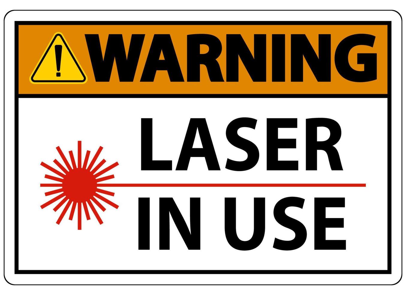 laser d'avertissement en cours d'utilisation symbole signe sur fond blanc vecteur