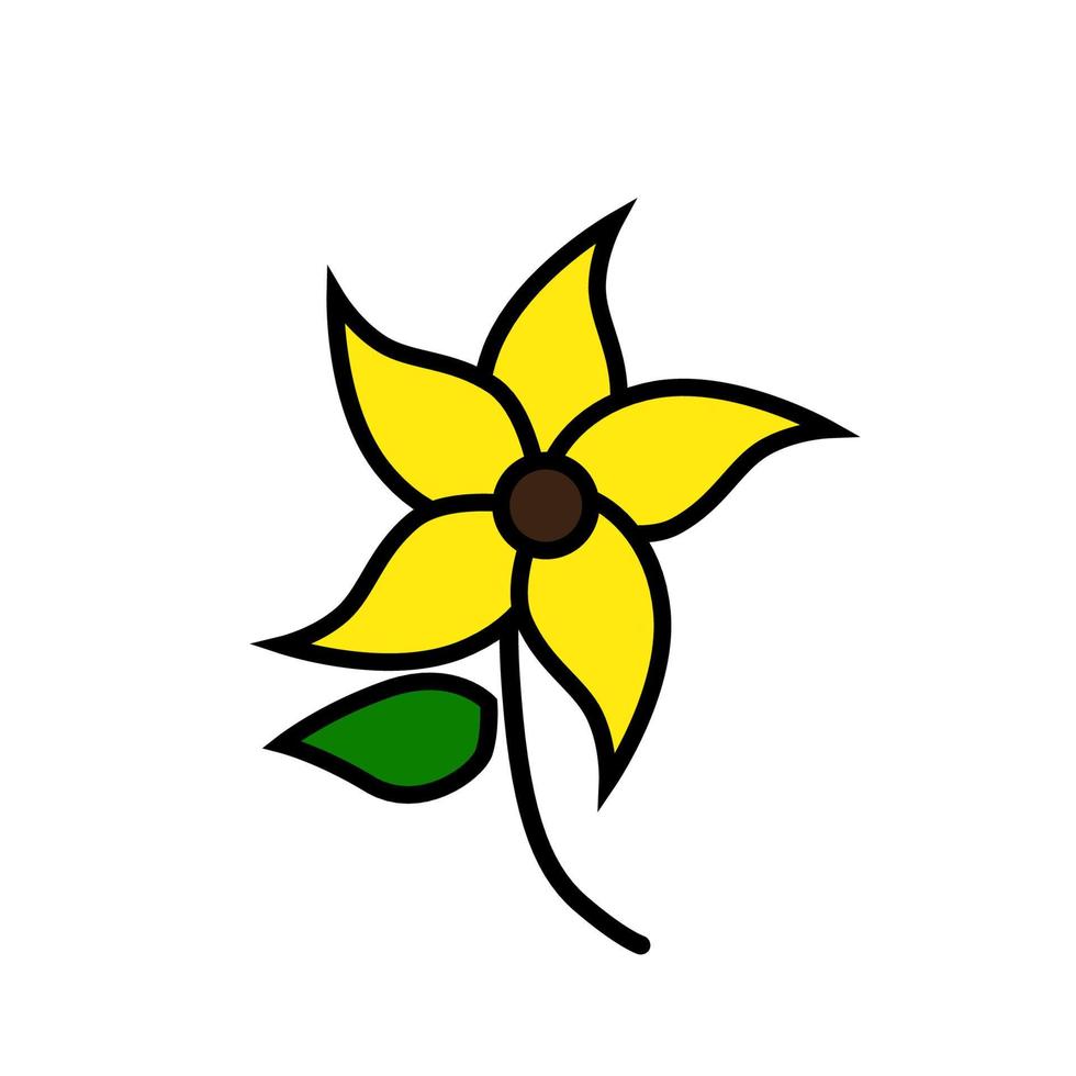 icône de dessin animé de fleur colorée jaune. vecteur