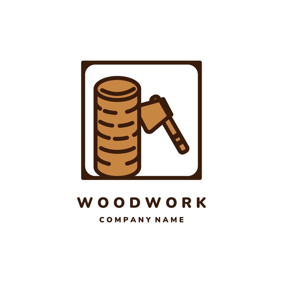 boiseries vintage couleur emblème logo icône vector illustration modèle de conception. conception de modèle de logo hache, bois, plancher et menuisier