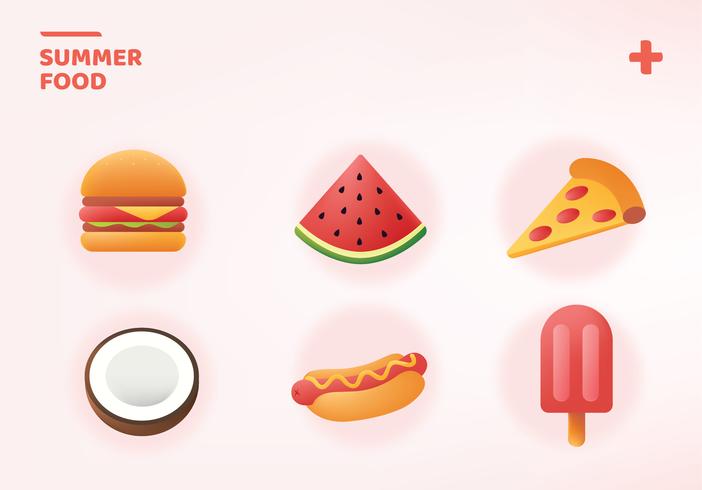 Summer Food Icon Pack Vector