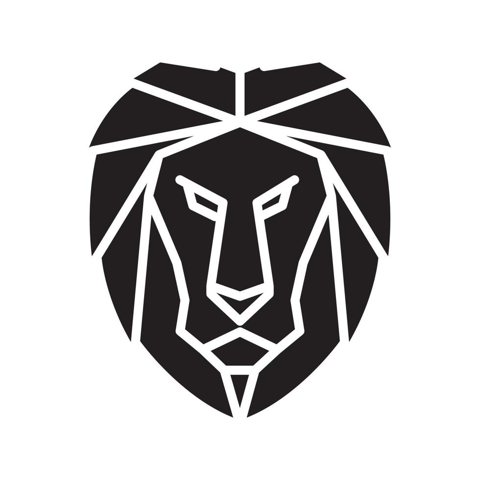 forme géométrique noire tête lion logo symbole icône vecteur conception graphique illustration