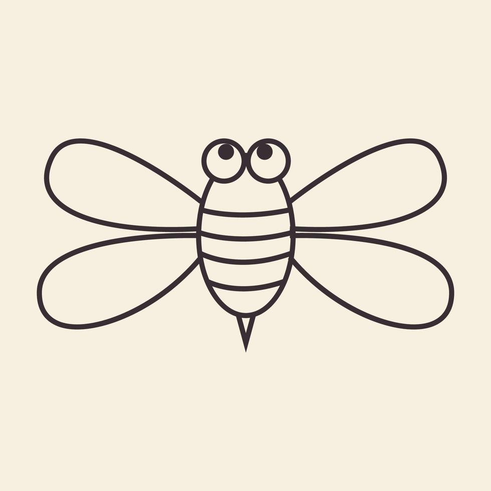 animal insecte miel abeille lignes dessin animé mignon logo design vecteur icône symbole illustration