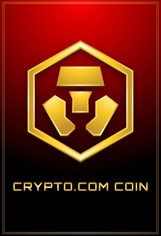 crypto.com coin crypto-monnaie icône dorée affiche 3d vecteur