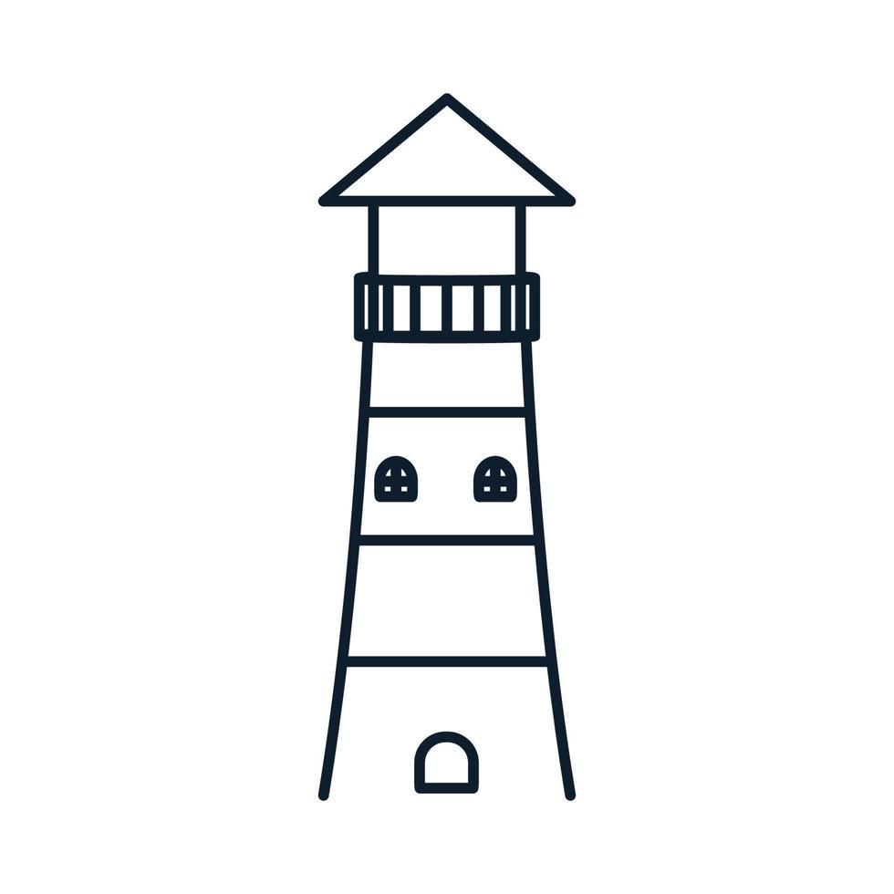 conception d'icône vectorielle de logo de contour de ligne de phare simple vecteur