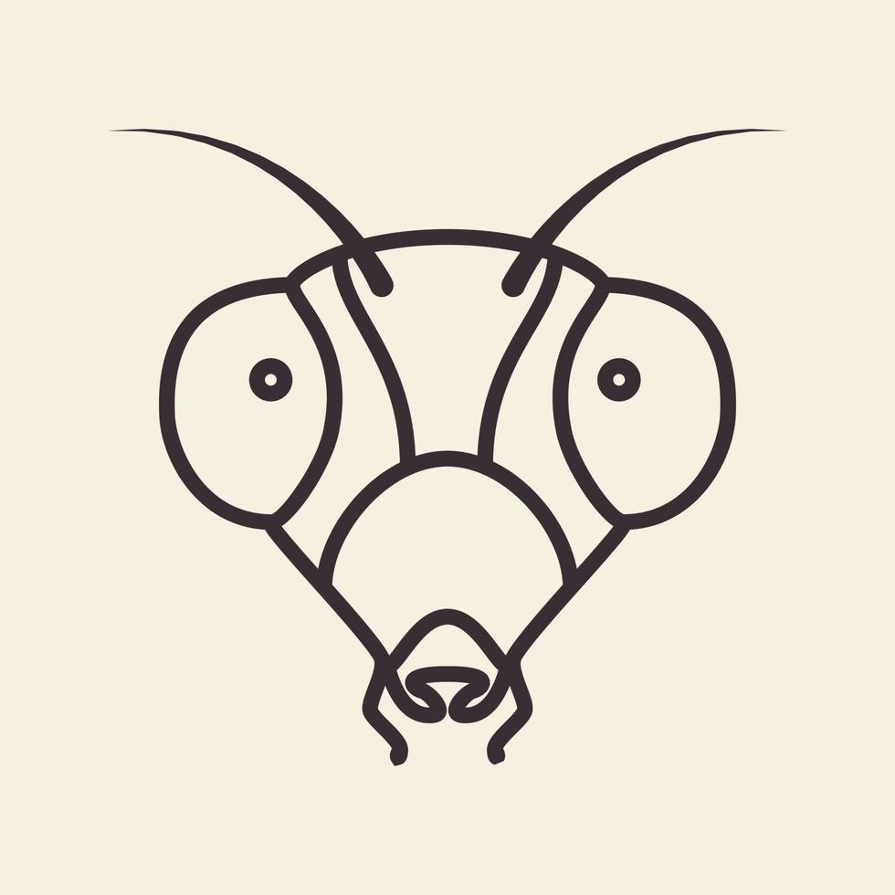 animal insecte mante tête lignes logo design vecteur icône symbole illustration