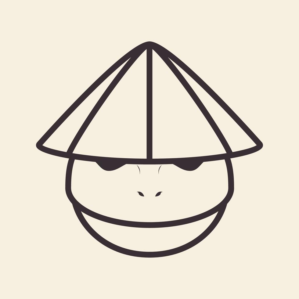 grenouille avec chapeau ninja logo design vecteur graphique symbole icône signe illustration idée créative