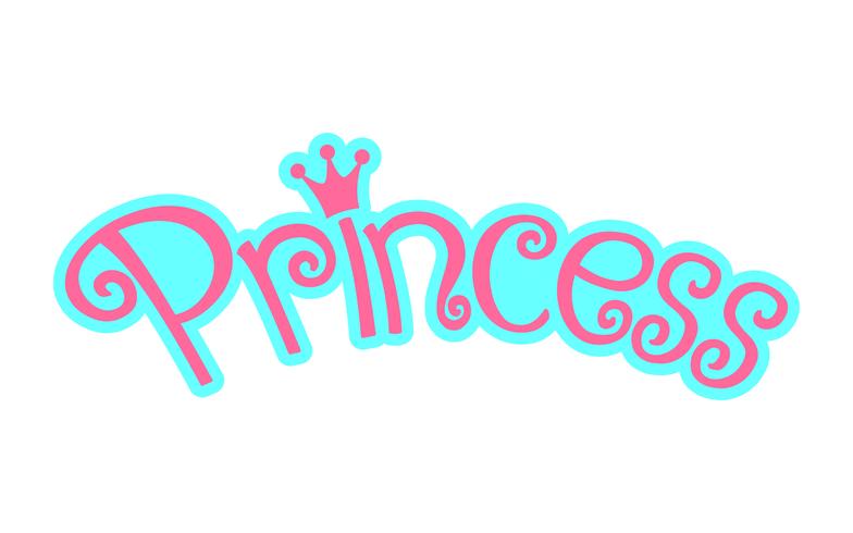 Pink Girly Princess Logo texte graphique avec couronne vecteur