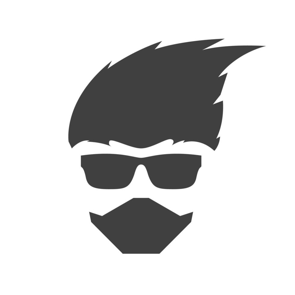 visage homme style de cheveux cool avec masque et lunettes de soleil logo design vecteur symbole graphique icône signe illustration idée créative