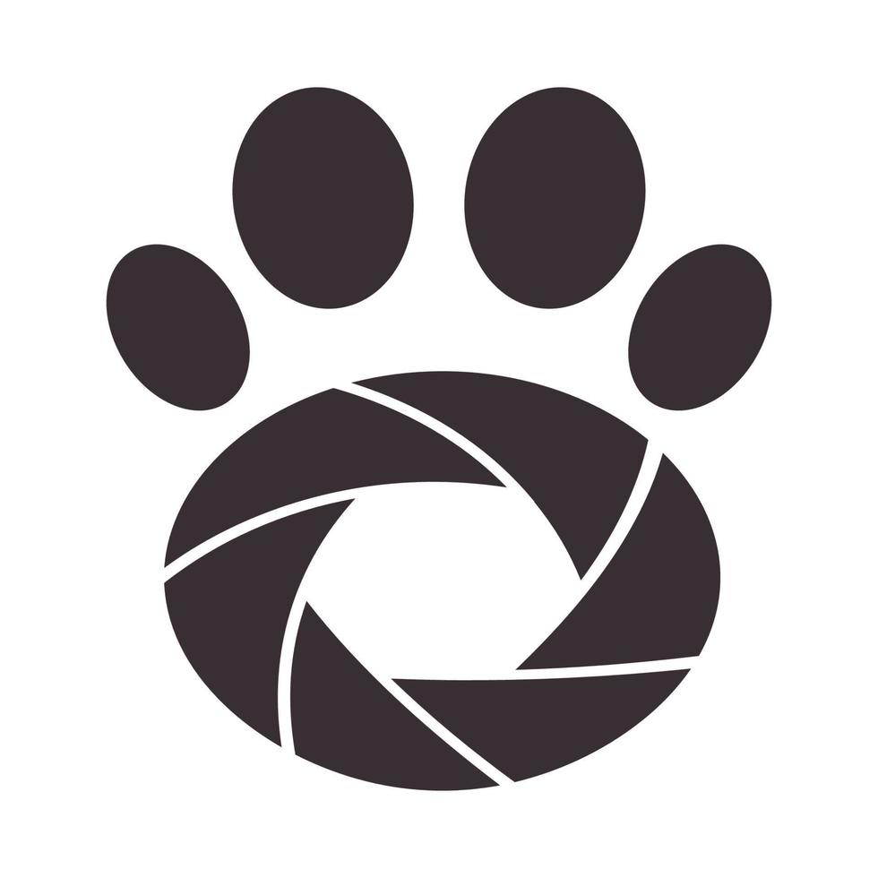 animaux de compagnie chien pied avec caméra obturateur logo vecteur symbole icône conception graphique illustration