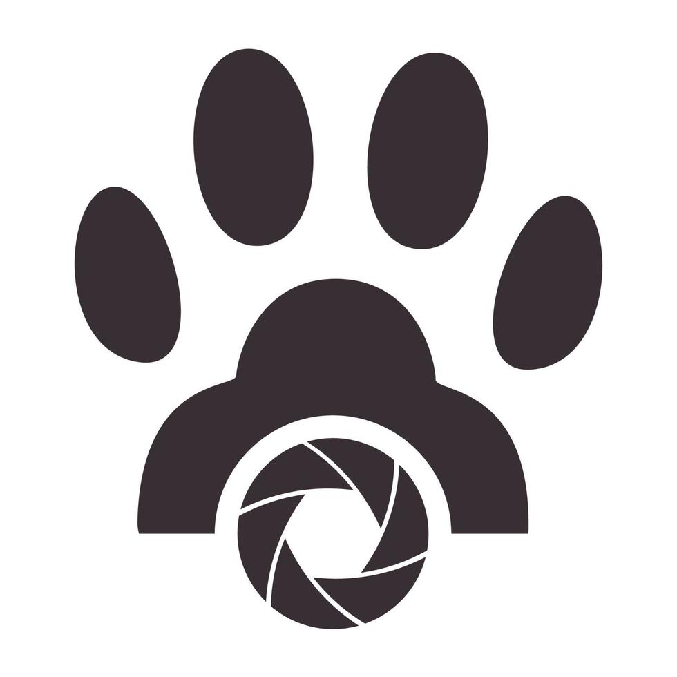 pied de chien avec caméra logo symbole icône illustration de conception graphique vectorielle vecteur
