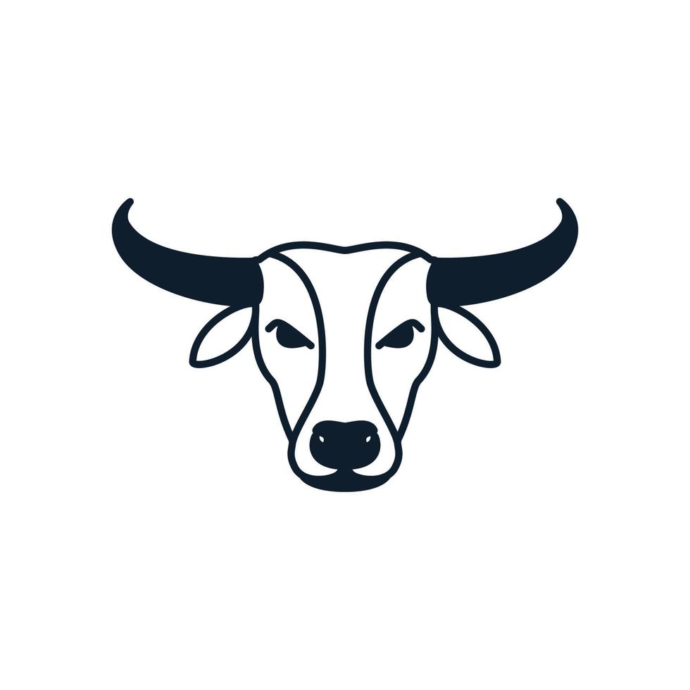 tête de vache ou de bétail ligne contour logo moderne vecteur icône illustration
