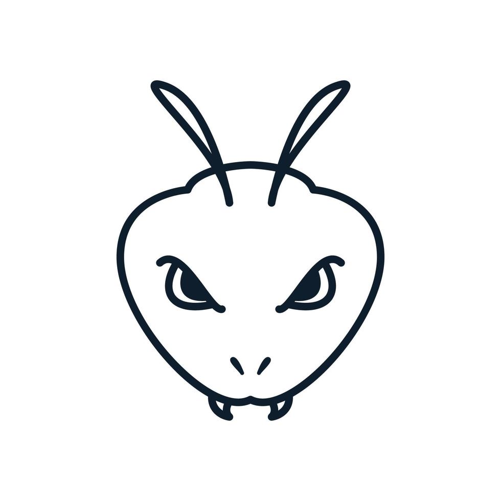 conception d'illustration vectorielle de logo de ligne de tête de fourmi noire vecteur