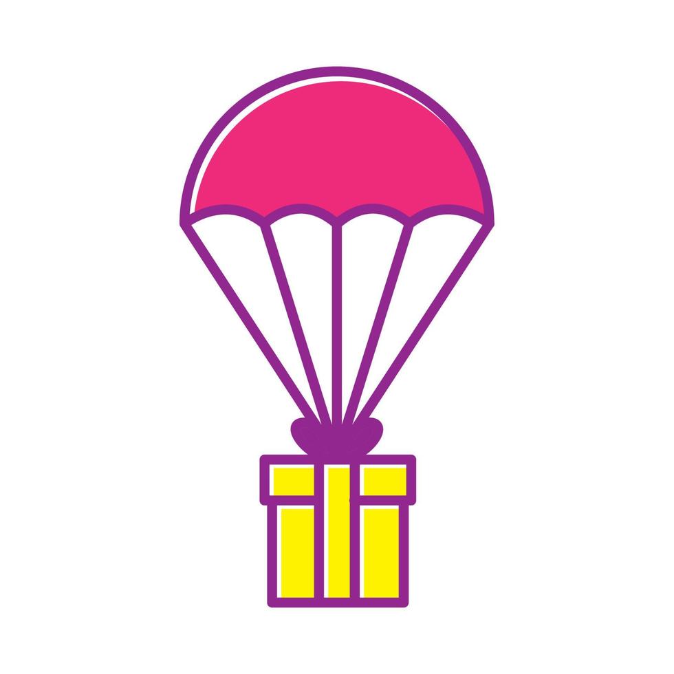 parachute jouet avec boîte cadeau logo symbole icône vecteur conception graphique illustration idée créative