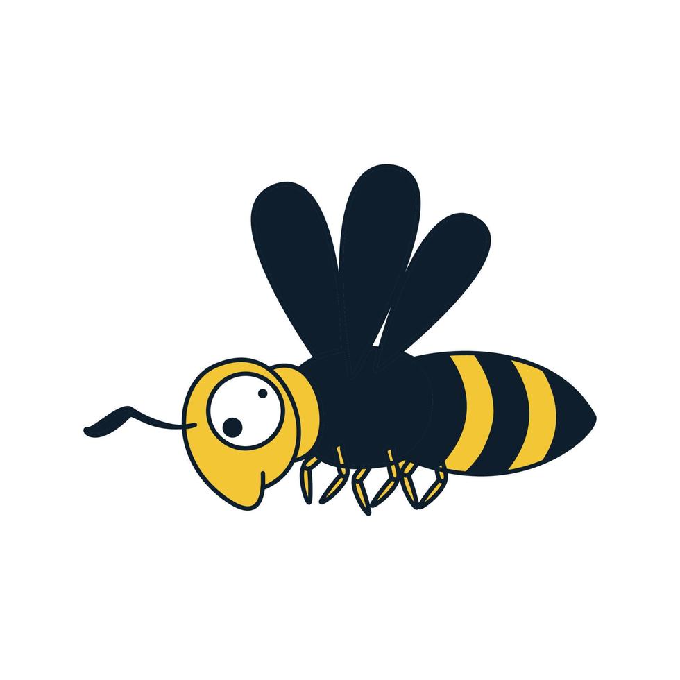 miel d'abeille volant dessin animé mignon logo conception d'illustration vectorielle vecteur