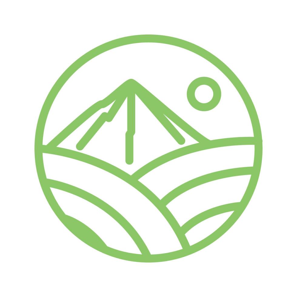 ligne de montagne verte simple cercle logo symbole icône illustration de conception graphique vectorielle vecteur