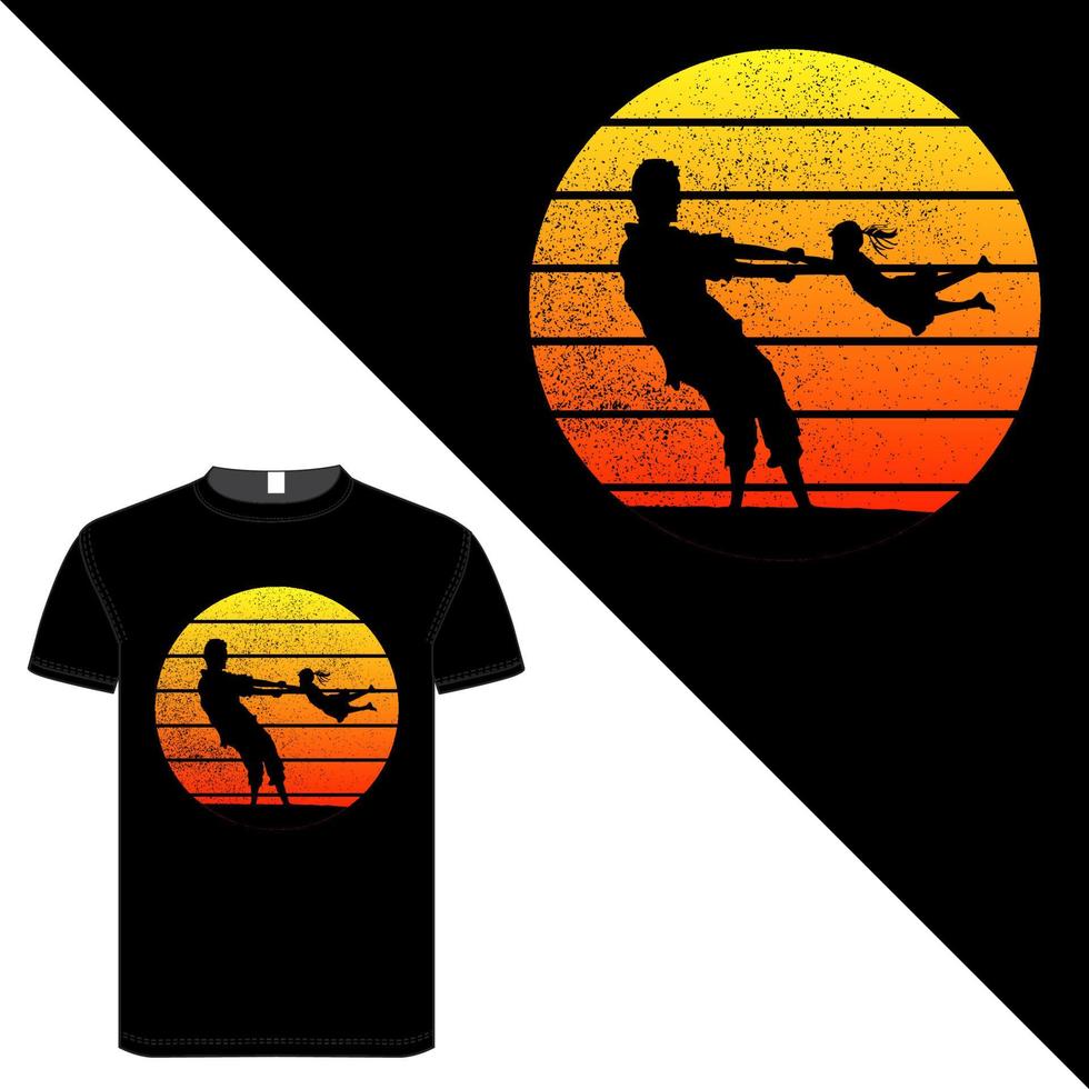 conception de t-shirt de couleur noire sur la silhouette et la montagne vecteur