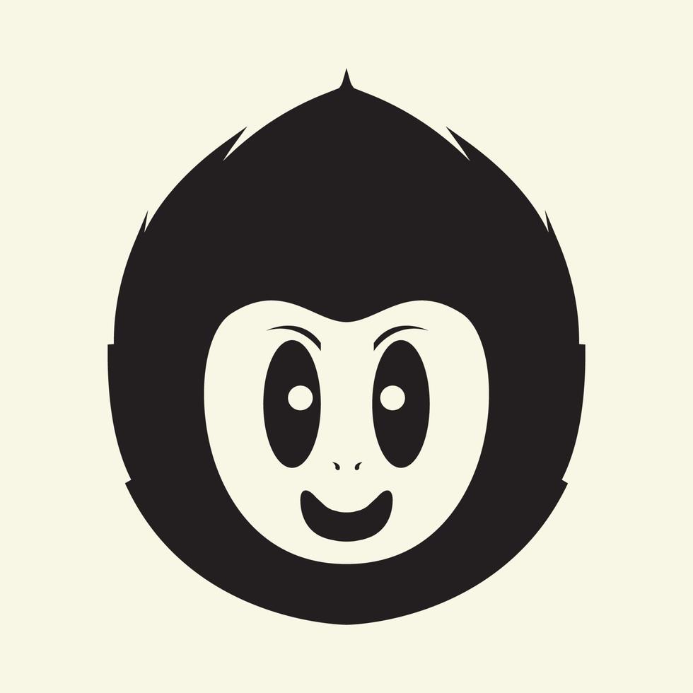 noir mignon visage singe sourire logo création vecteur graphique symbole icône signe illustration idée créative