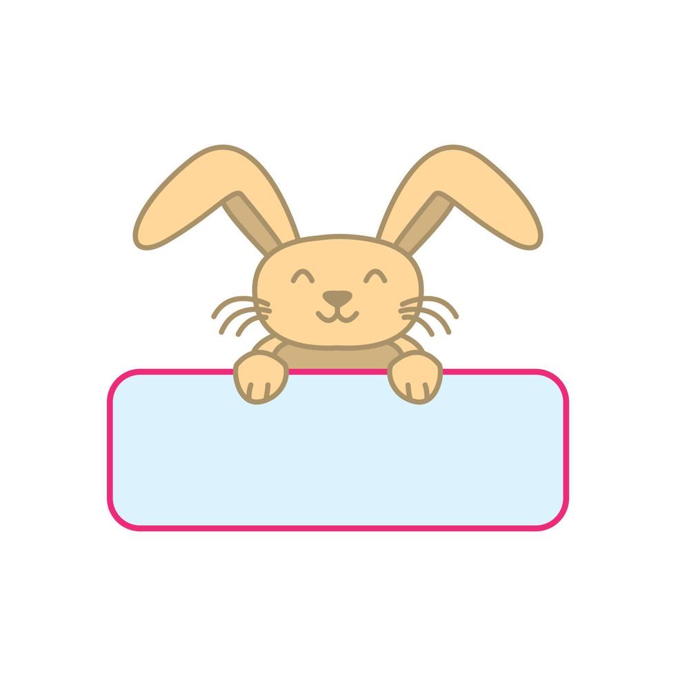 sourire lapin ou lapin avec bannière dessin animé mignon logo icône illustration vecteur