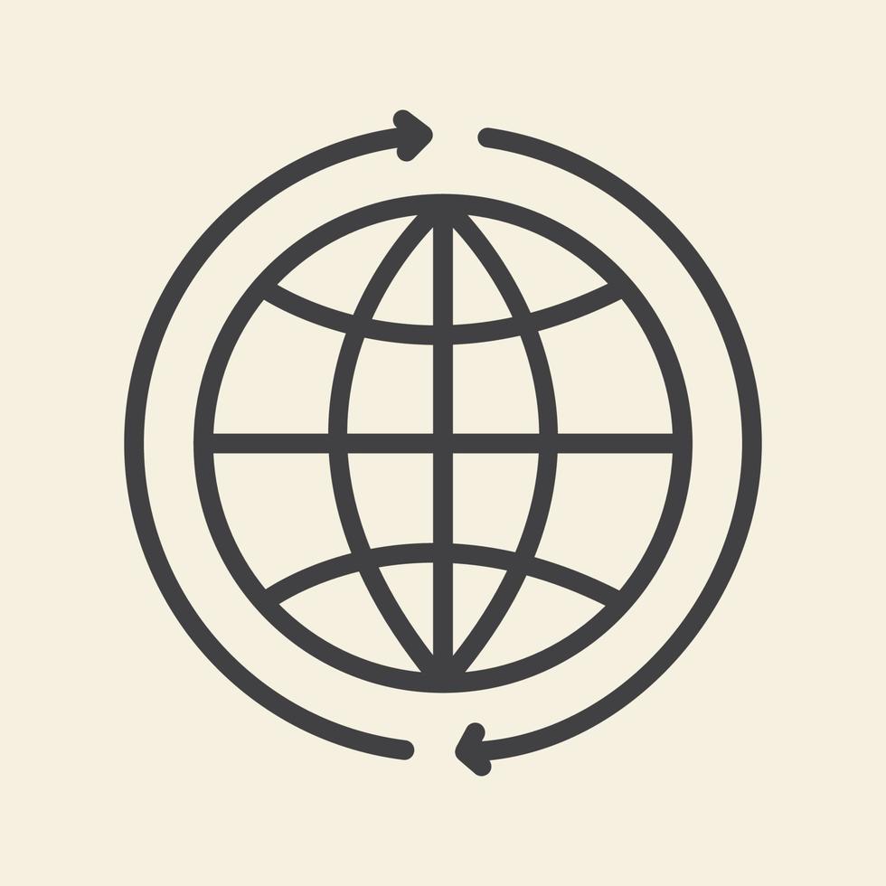 globe universel monde ligne avec flèches arrondies logo symbole icône illustration de conception graphique vectorielle vecteur