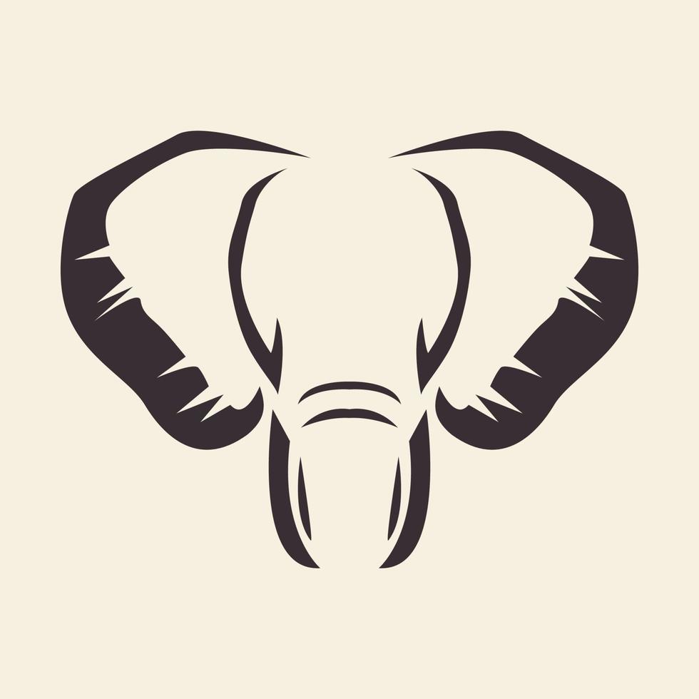 visage vintage éléphant logo symbole icône vecteur conception graphique illustration idée créative