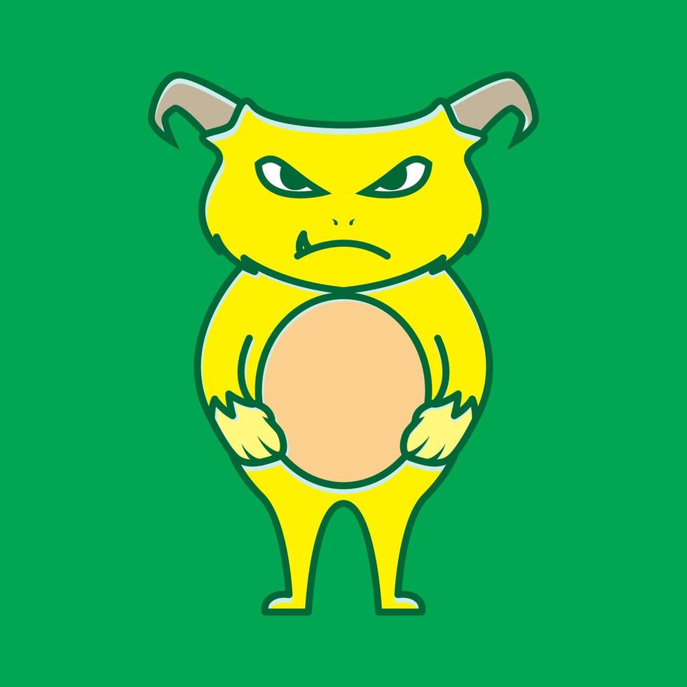 monstre jaune mignon avec corne en colère création de logo vecteur symbole graphique icône signe illustration idée créative