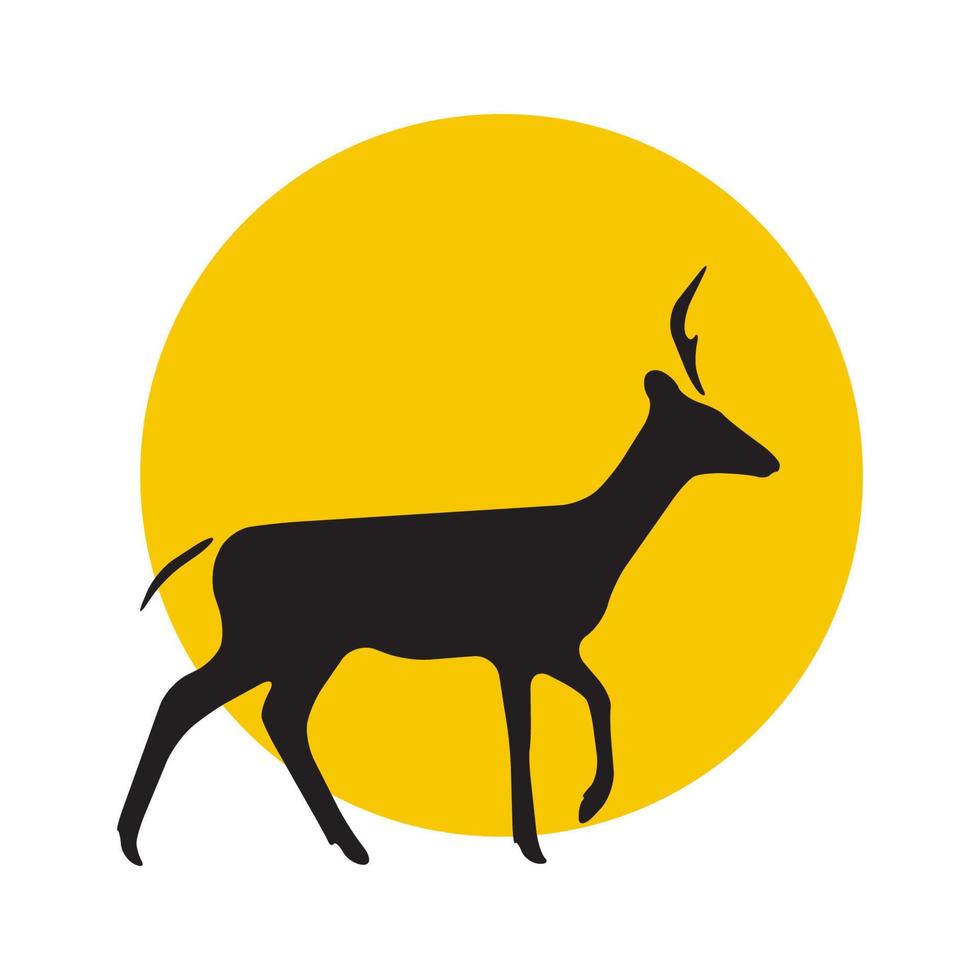 cerf marchant avec le coucher du soleil logo symbole icône vecteur conception graphique illustration idée créative