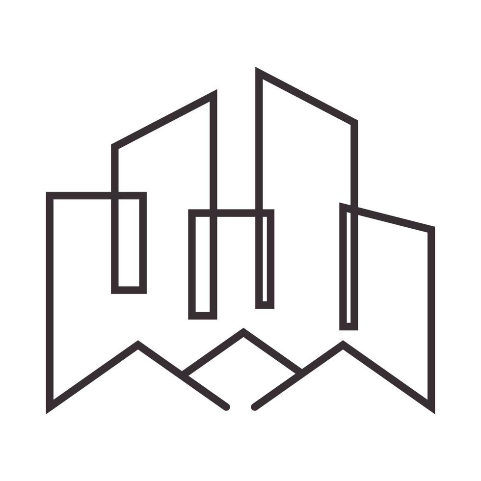 lignes hipster maison avec appartement logo vecteur icône illustration design