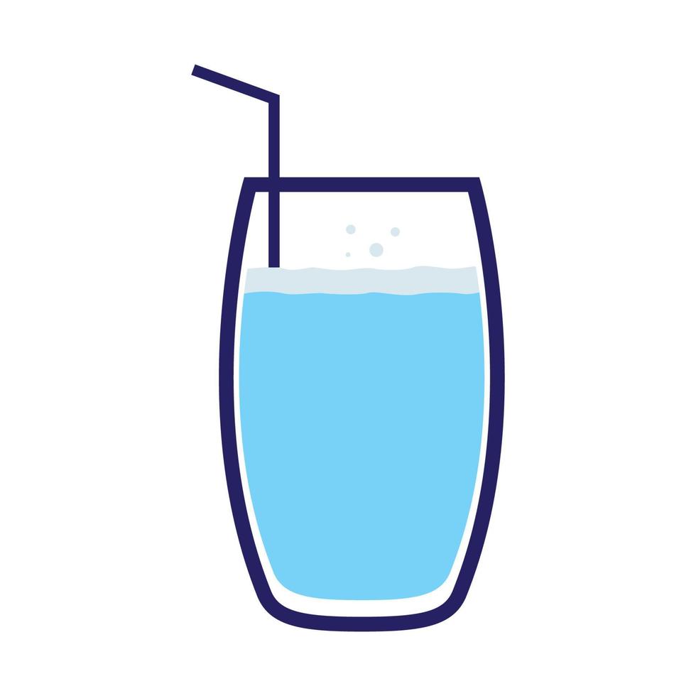 lignes verre avec jus bleu logo symbole vecteur icône conception graphique illustration