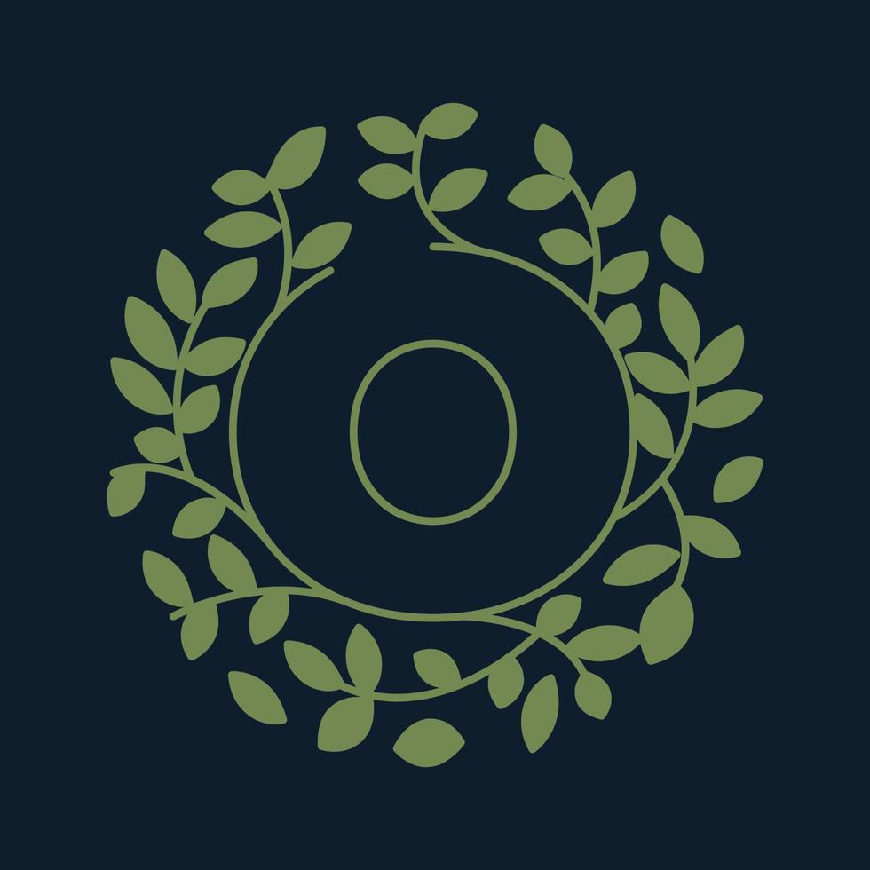 lettre o avec feuille verte jardin nature ornement logo vecteur icône design