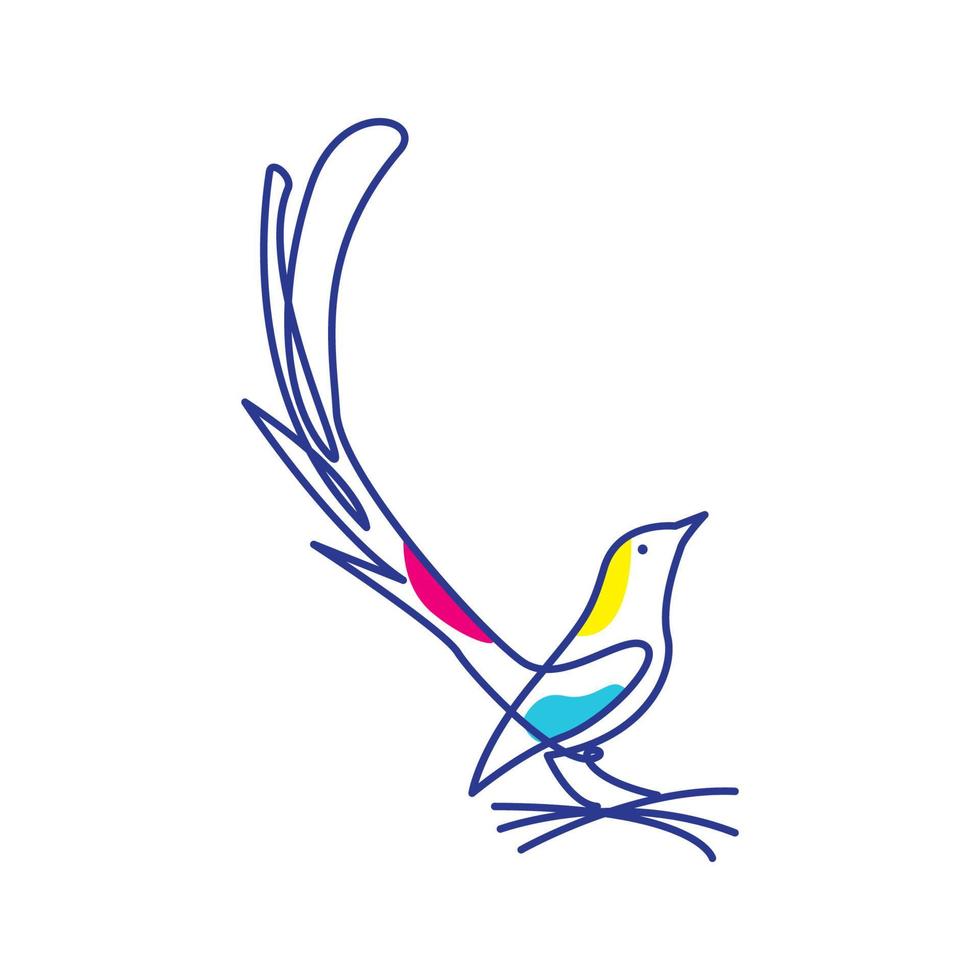 oiseaux pie lignes coloré logo design vecteur symbole icône illustration