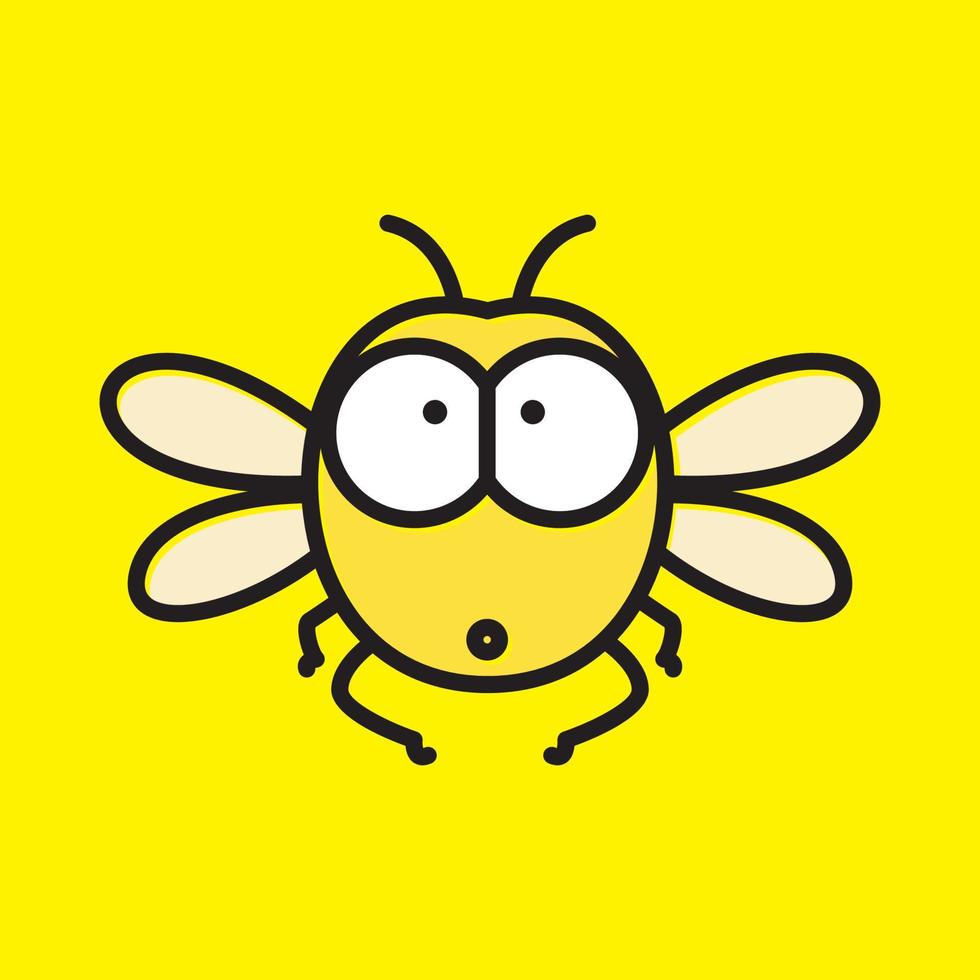 animal insecte petite abeille jaune dessin animé mignon mouche logo design vecteur icône symbole illustration