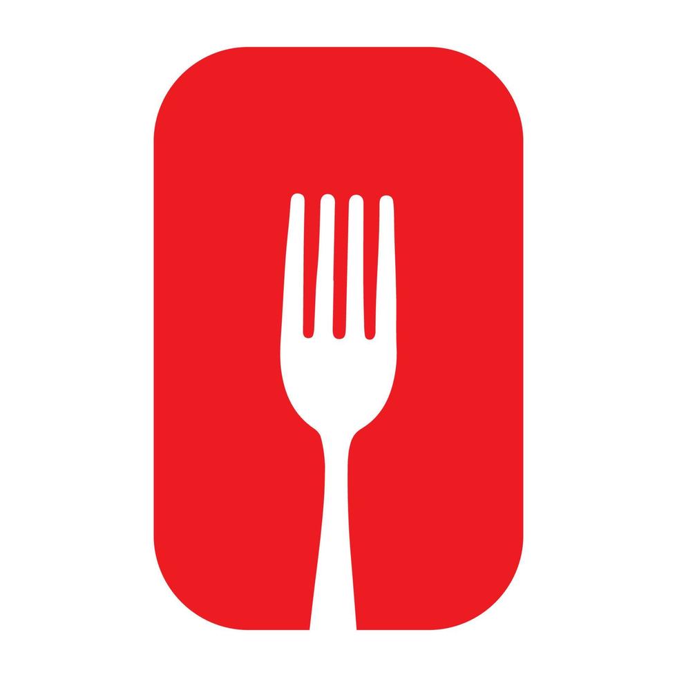 bouton rouge avec fourche logo vecteur icône illustration design