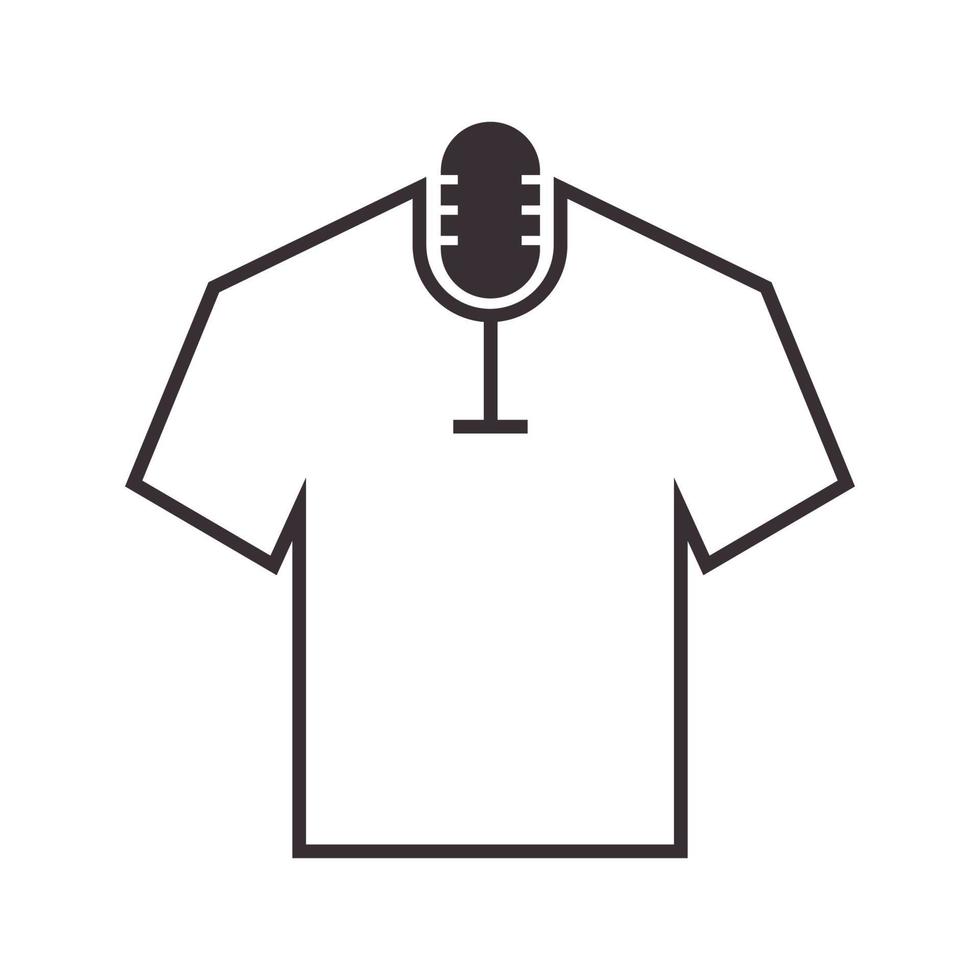 microphone avec t-shirt tissu logo symbole icône vecteur conception graphique illustration idée créative