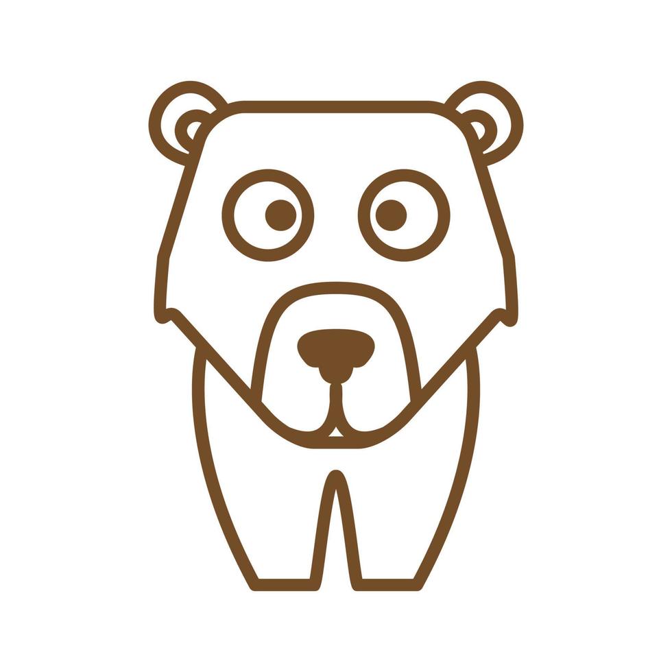 ours polaire ou grizzli ou miel dessin au trait contour mignon logo illustration vectorielle conception vecteur