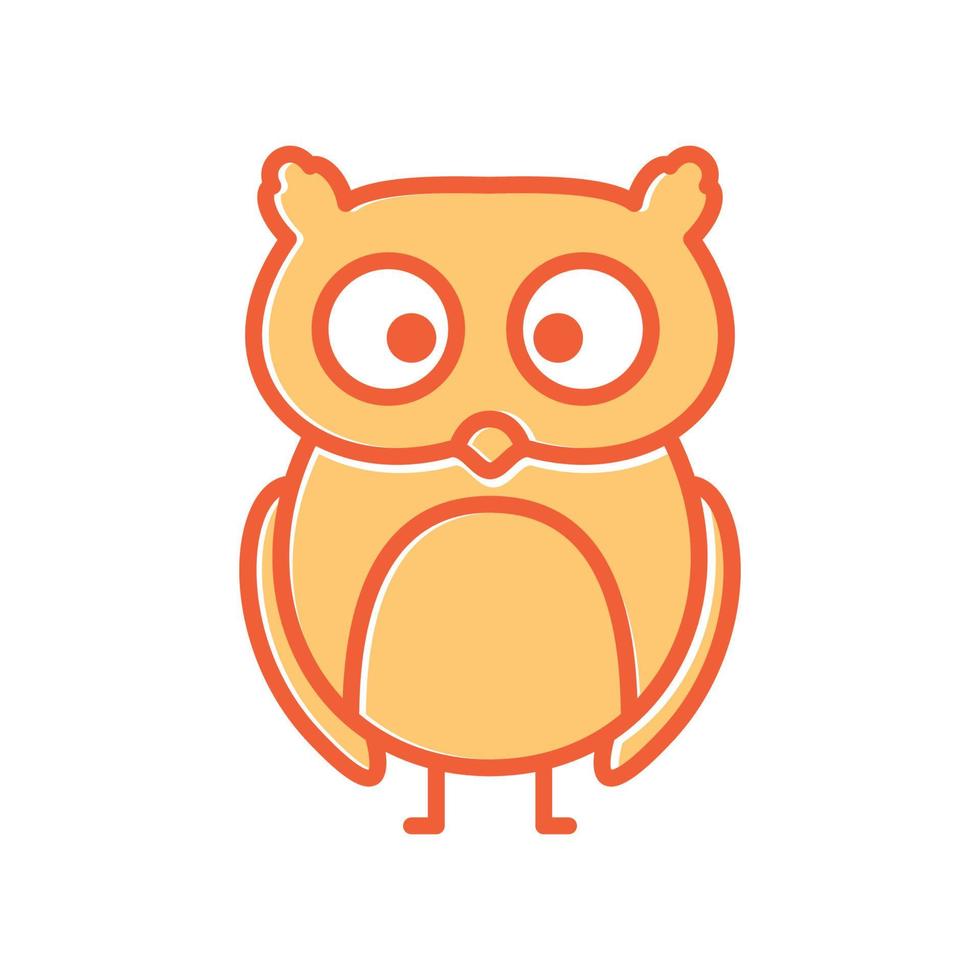 animal oiseau dessin animé orange hibou logo design vecteur icône symbole illustration