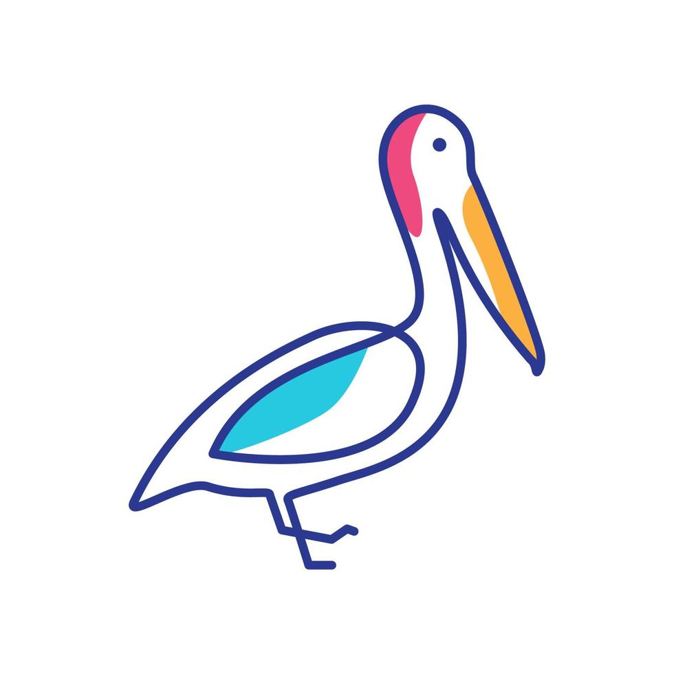 oiseau pélican ligne coloré logo symbole vecteur icône conception illustration