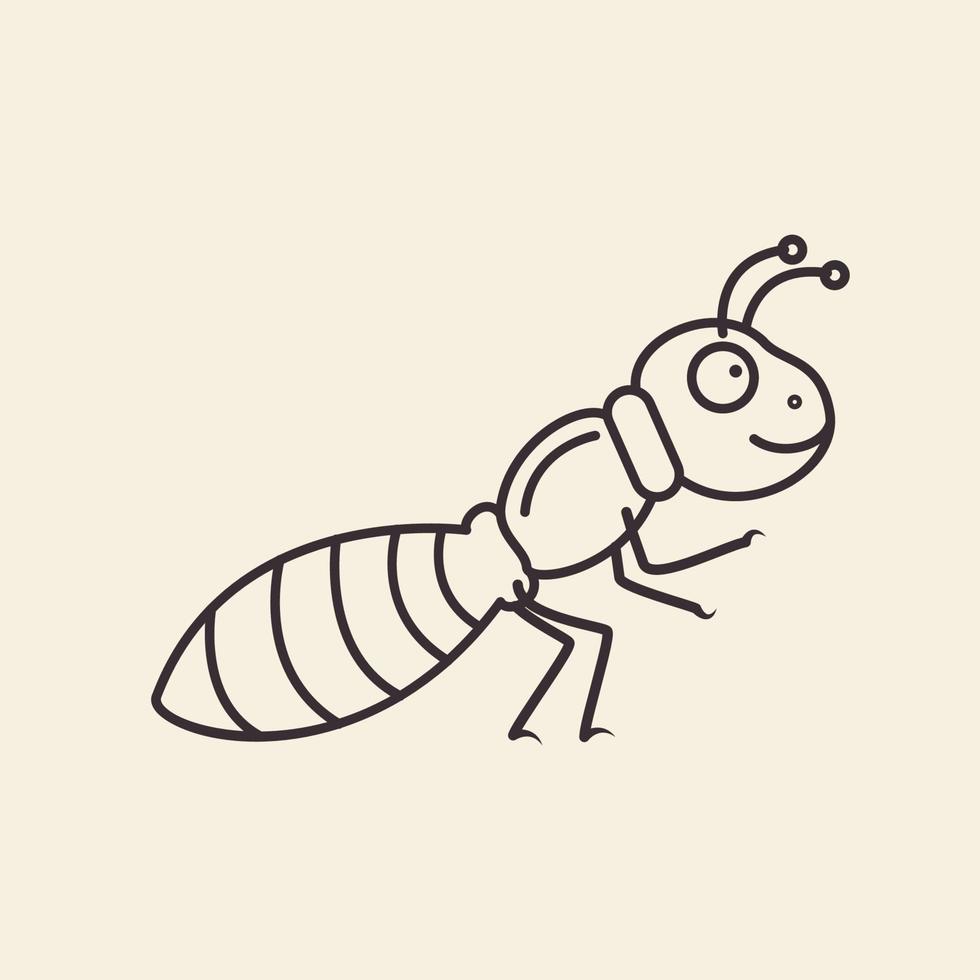 animal insecte fourmi dessin animé lignes marche logo design vecteur icône symbole illustration
