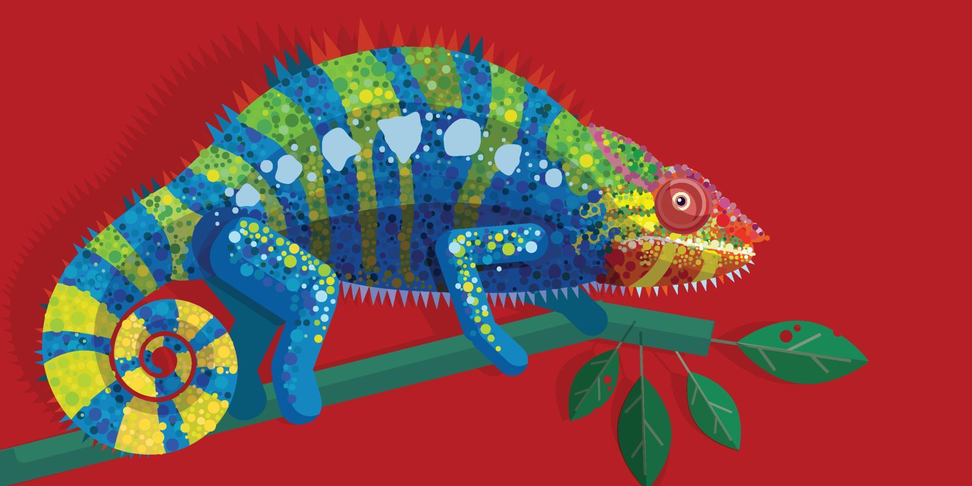 dessin animé caméléon design moderne pour la publicité illustration vectorielle de marque vecteur