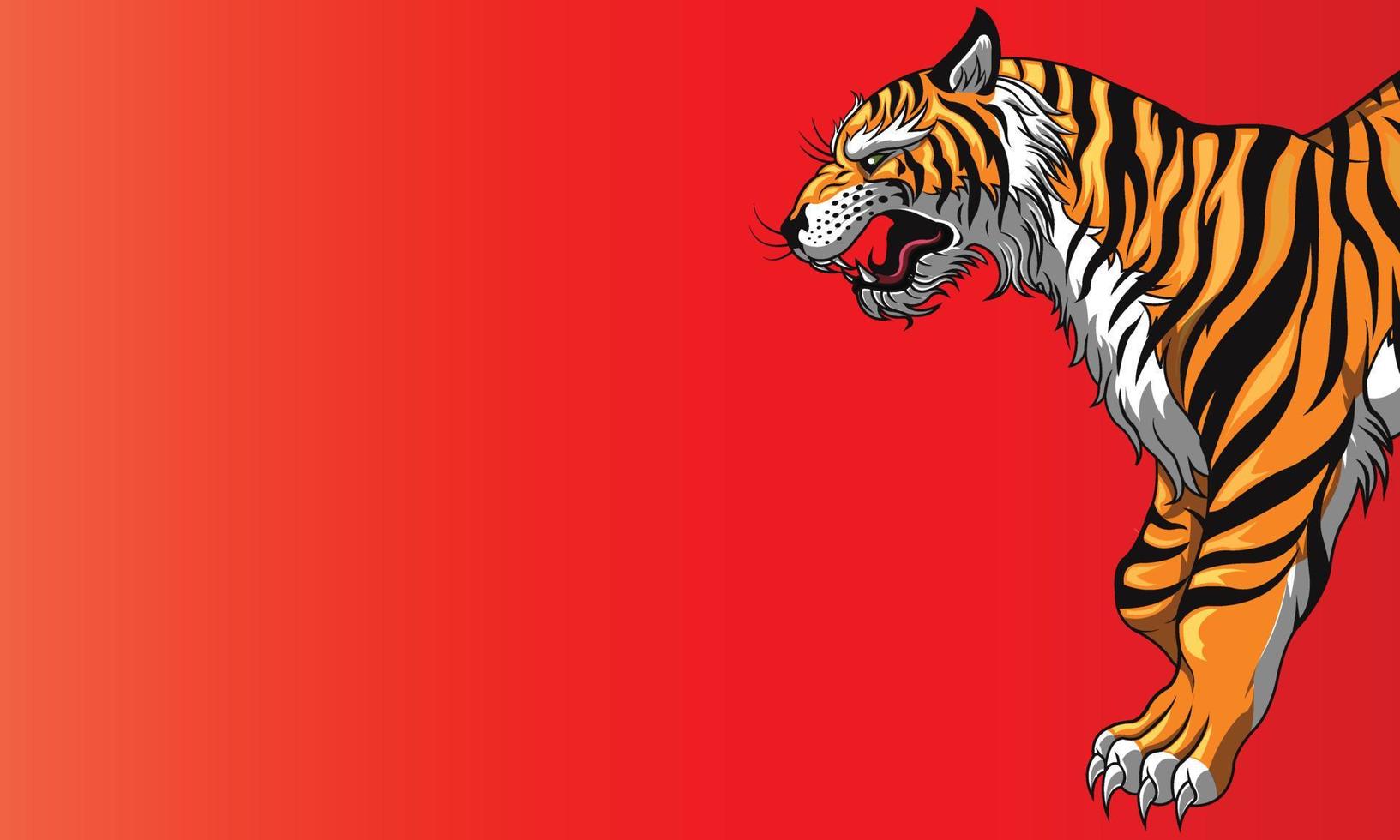 tigre exotique de dessin animé dans un style graphique de papier artisanal à la mode. design moderne pour la publicité, l'image de marque, les cartes de voeux, les couvertures, les affiches, les bannières. illustration vectorielle vecteur