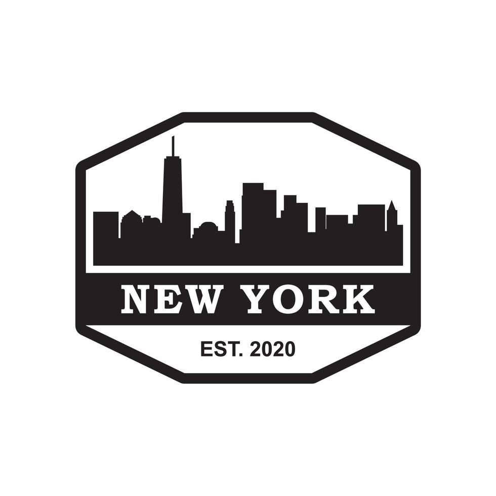 vecteur de silhouette d'horizon de new york, logo de gratte-ciel usa