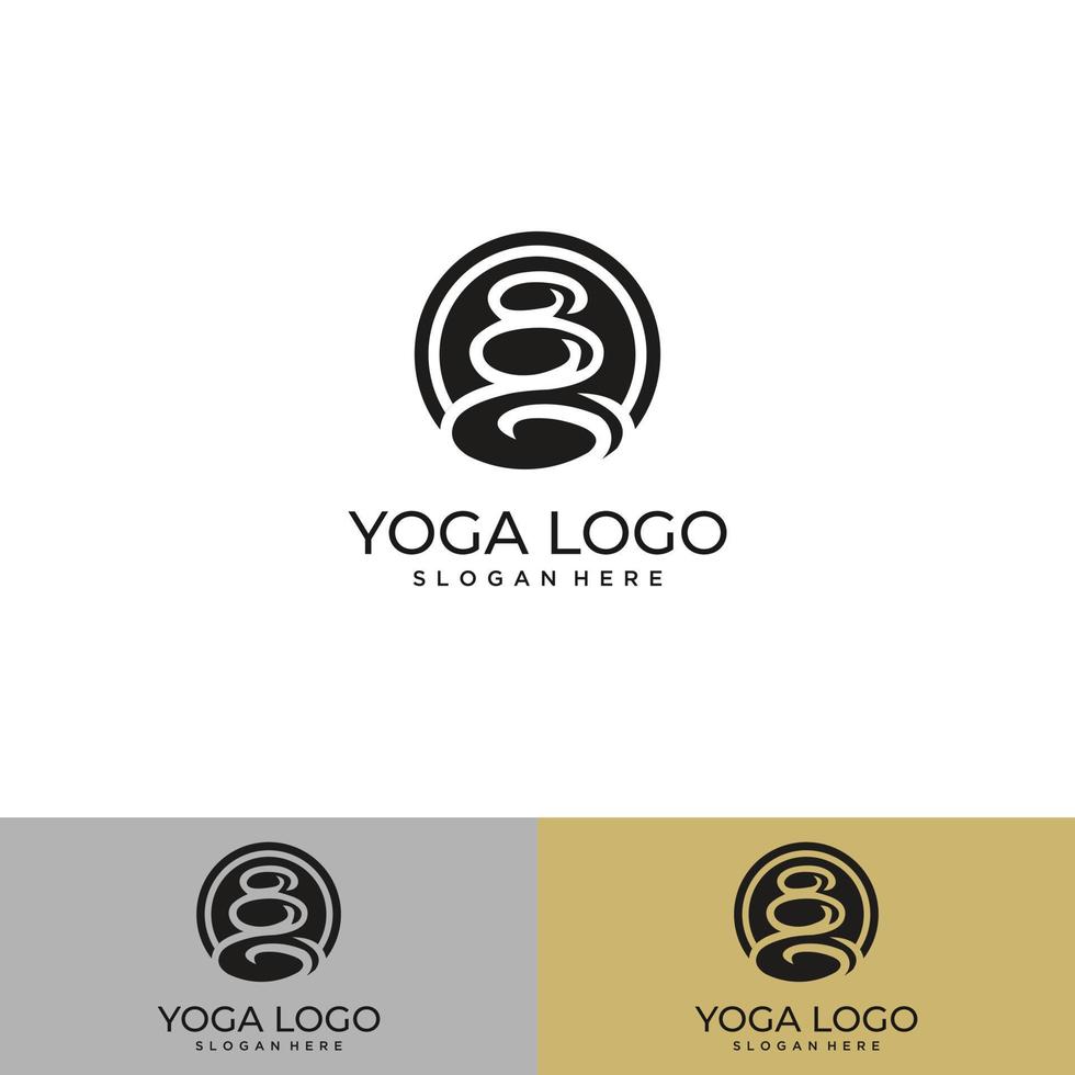 logo d'icône minimal de personne de yoga avec arbre vecteur