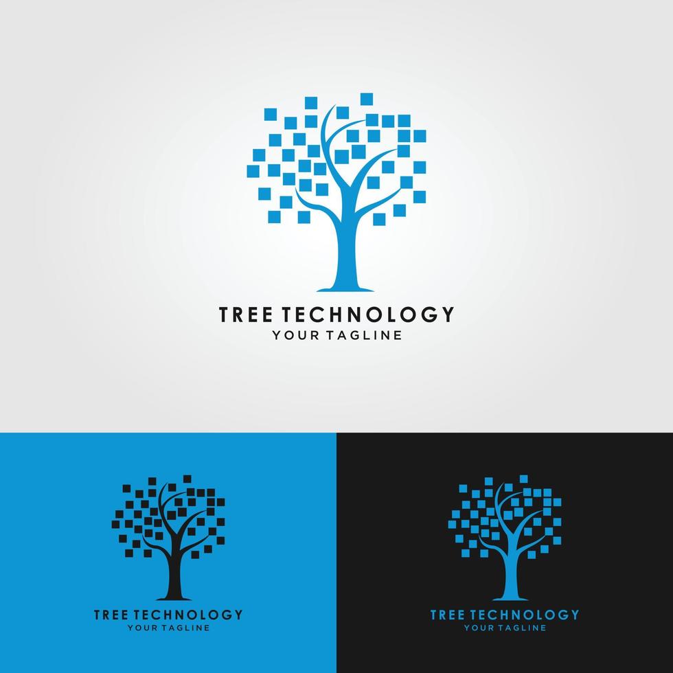 logo arbre technologique sur fond blanc. illustration vectorielle vecteur