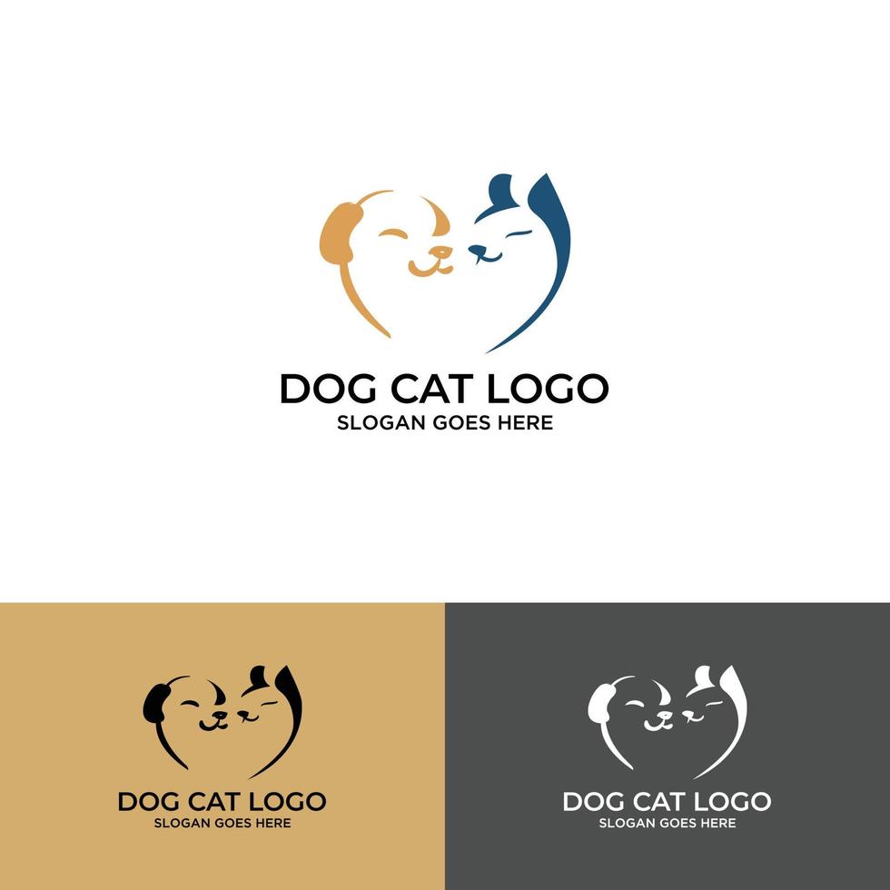 vecteur de conception de logo de chien et de chat.