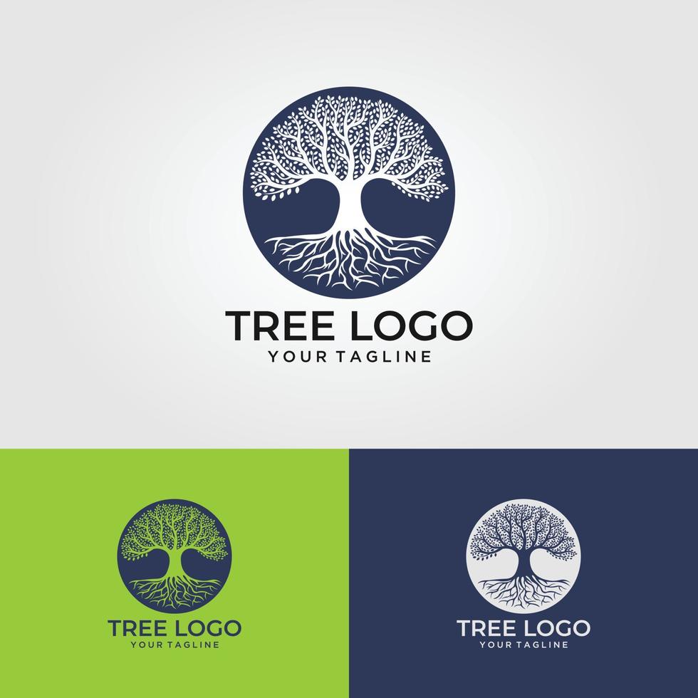 racines de l'illustration du logo de l'arbre. silhouette de vecteur d'arbre.