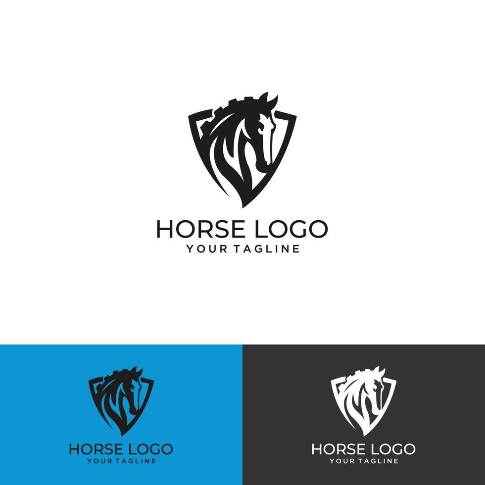 cheval noir, cercle, illustration de logo, silhouette vecteur