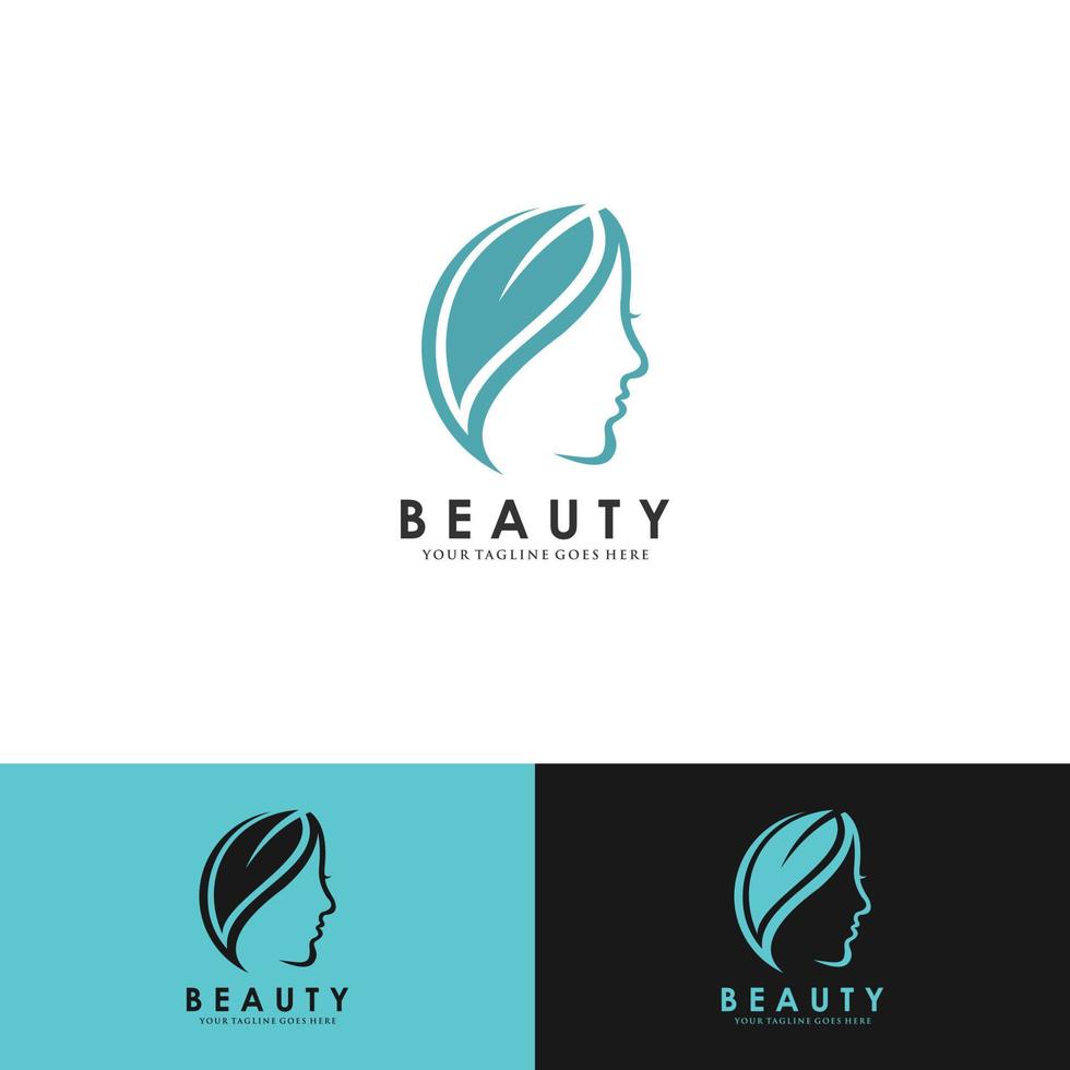 logo femme silhouette, tête, logo visage isolé. utiliser pour salon de beauté, spa, design cosmétique, etc. vecteur