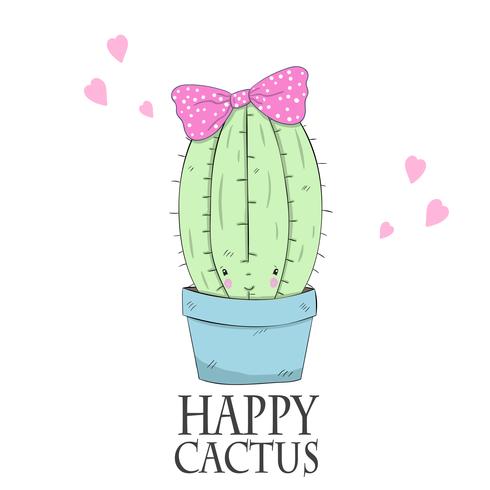 mignon petit cactus. vecteur