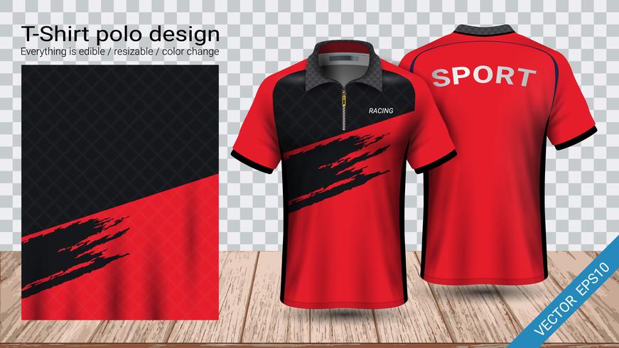 Conception de t-shirt polo avec fermeture à glissière, modèle de maquette sport en jersey de football pour kit de football ou uniforme de vêtements de sport. vecteur