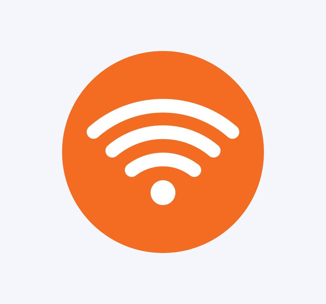 icône de symbole de signe de réseau sans fil ou wifi couleur orange vecteur