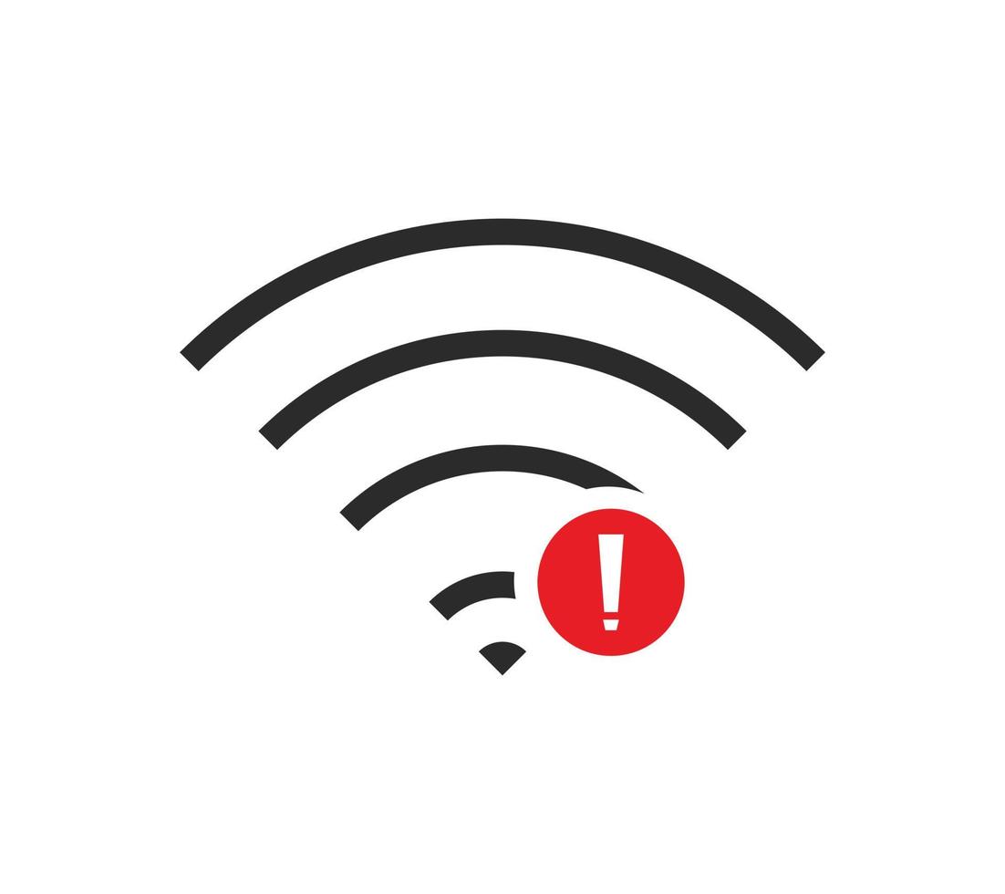 pas de connexions sans fil, pas de signe d'icône wifi vecteur couleur noire